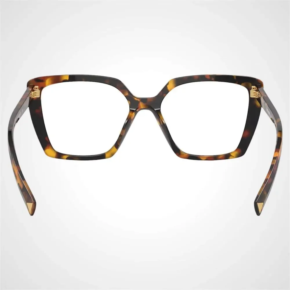 New PRADA Eyeglasses Brown Havana Square Gold Logo 53mm w/ Case - Picture 4 of 6